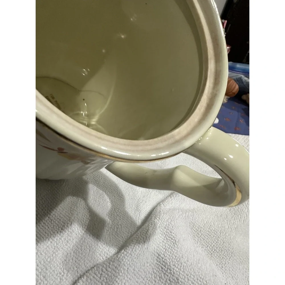 Hall's Coffee Tea Pot Base Pitcher Jewel Homemakers Floral Ribbed 7